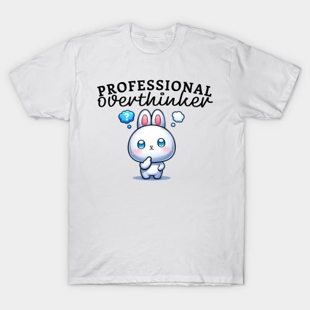 Professional overthinker featuring cute bunny Funny Anxiety T-Shirt by Dezinesbyem Designs